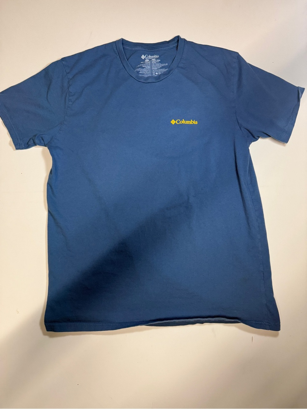 Columbia Men's Short-Sleeve Tee in Navy with Yellow Logo
